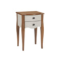 Mid-Century Modern Two-Drawer Nightstand with Wood and White Finish