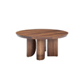 Modern Round Wooden Coffee Table with Unique Base Design