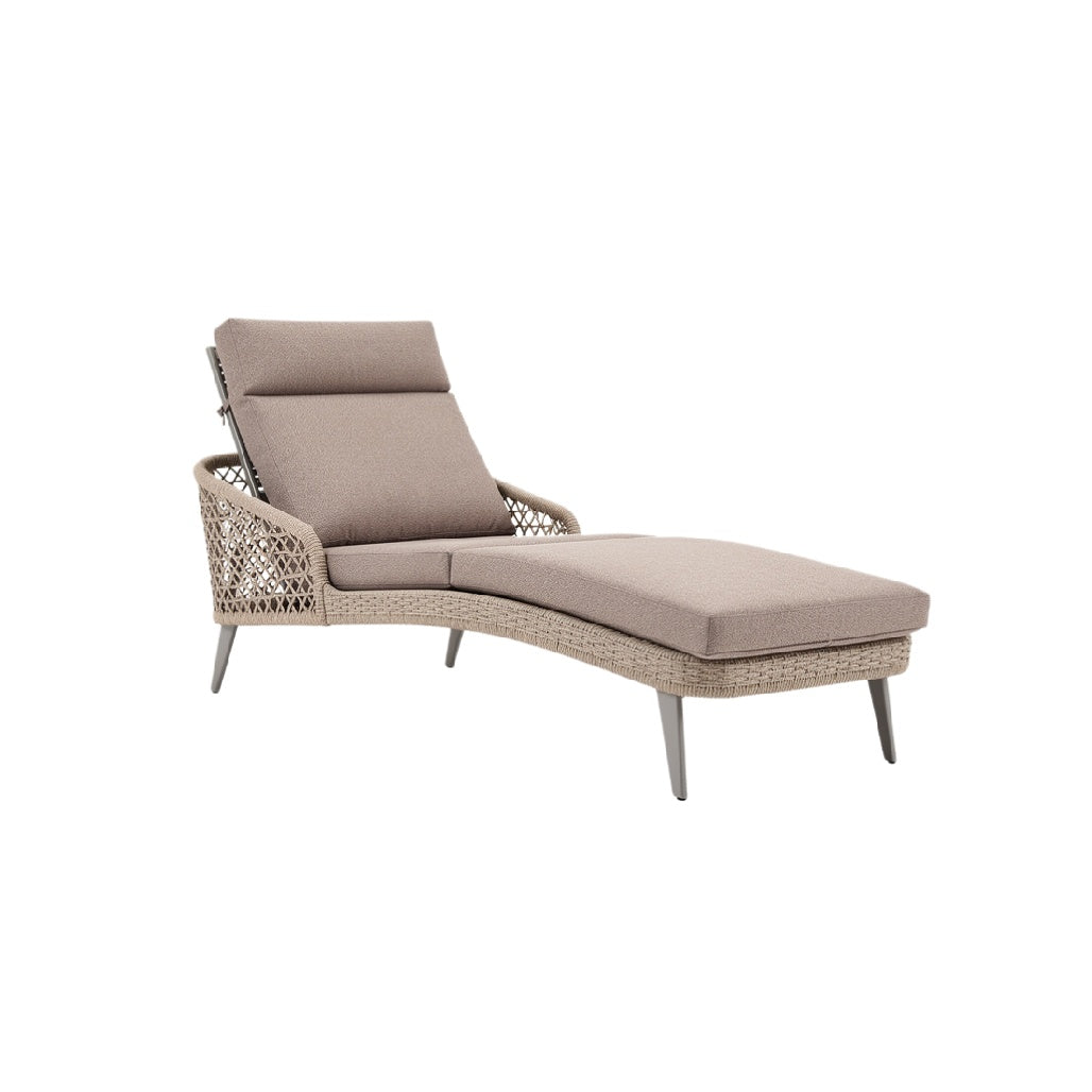 Modern Adjustable Outdoor Chaise Lounge with Woven Rattan Design